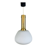 Scandinavian suspension lamp opaline brass 60s