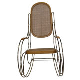 Rocking-chair en bois incurvé en laiton vintage