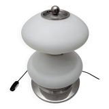 Mazzega Mid-Century Modern Chrome and Murano Opaline Glass Table Lamp, 1960