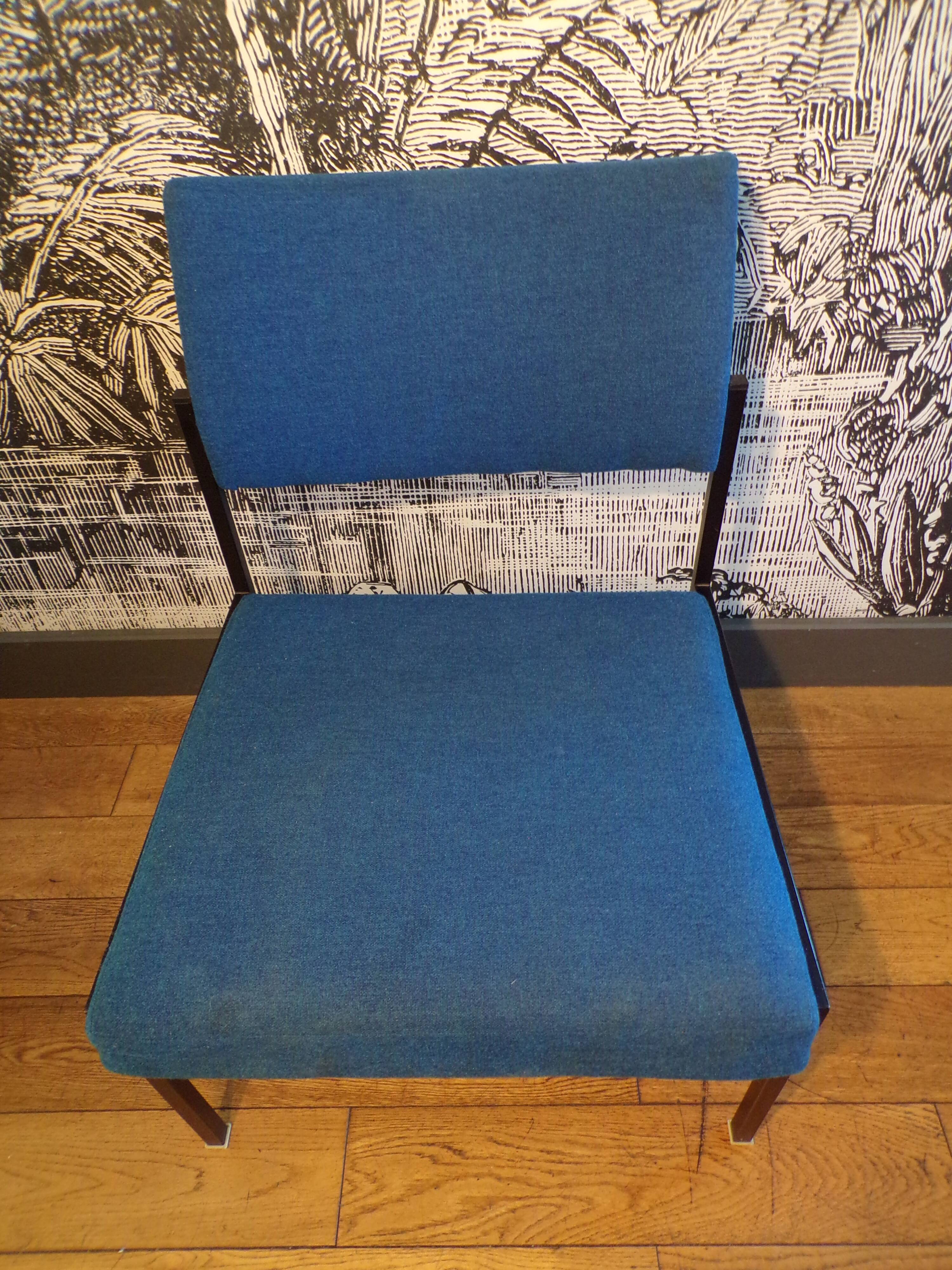 Thonet 1960s armchair in blue jersey