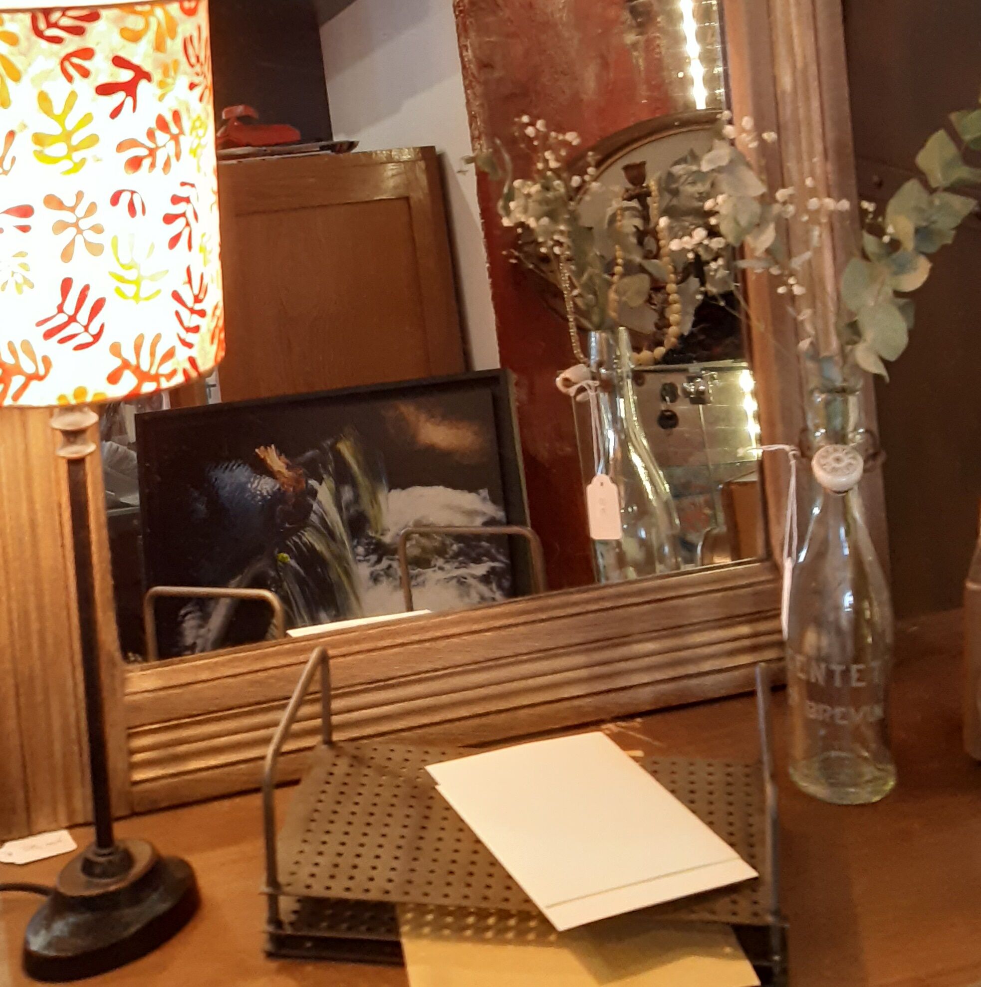 Mirror, wood, molding, 30s 40s, natural wood, gold