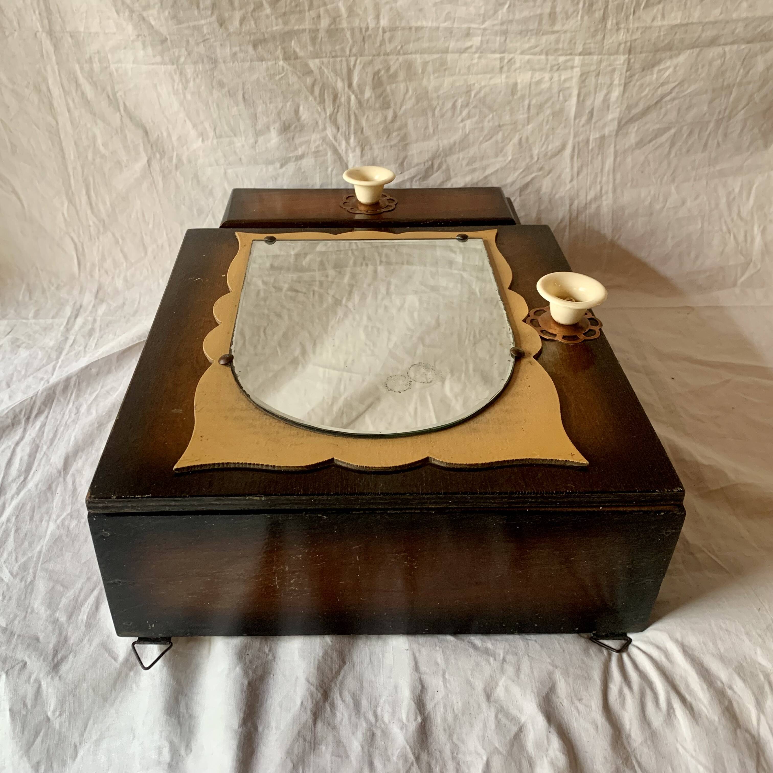 Small Art Deco wooden wall shelf