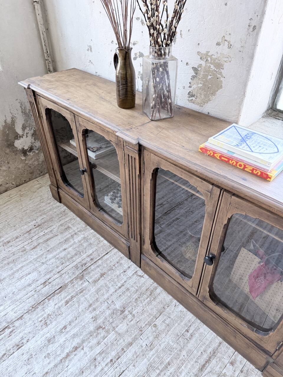 Enfilade display cabinet, solid oak, 1920.