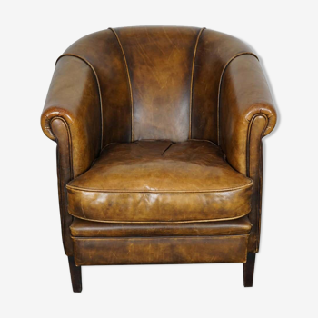 Dutch vintage club chair in cognac leather