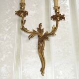 Bronze wall sconces decorated with acanthus leaves.