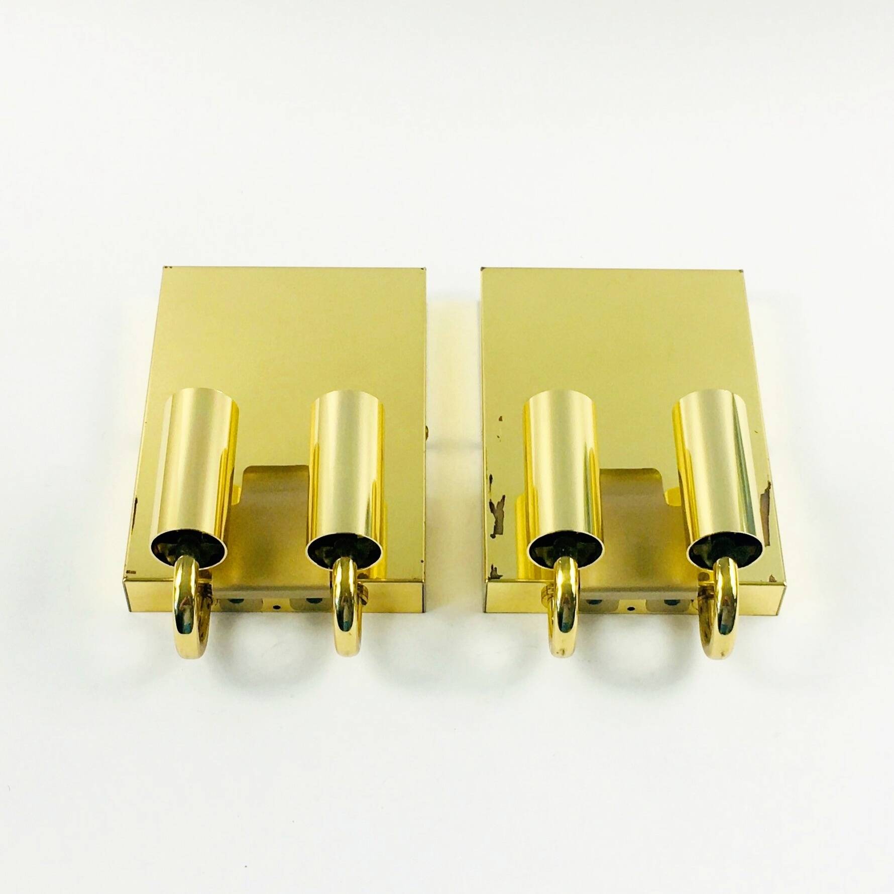 Pair of Mid-Century Glass Wall Lights/Sconces from Limburg, Germany, 1960s