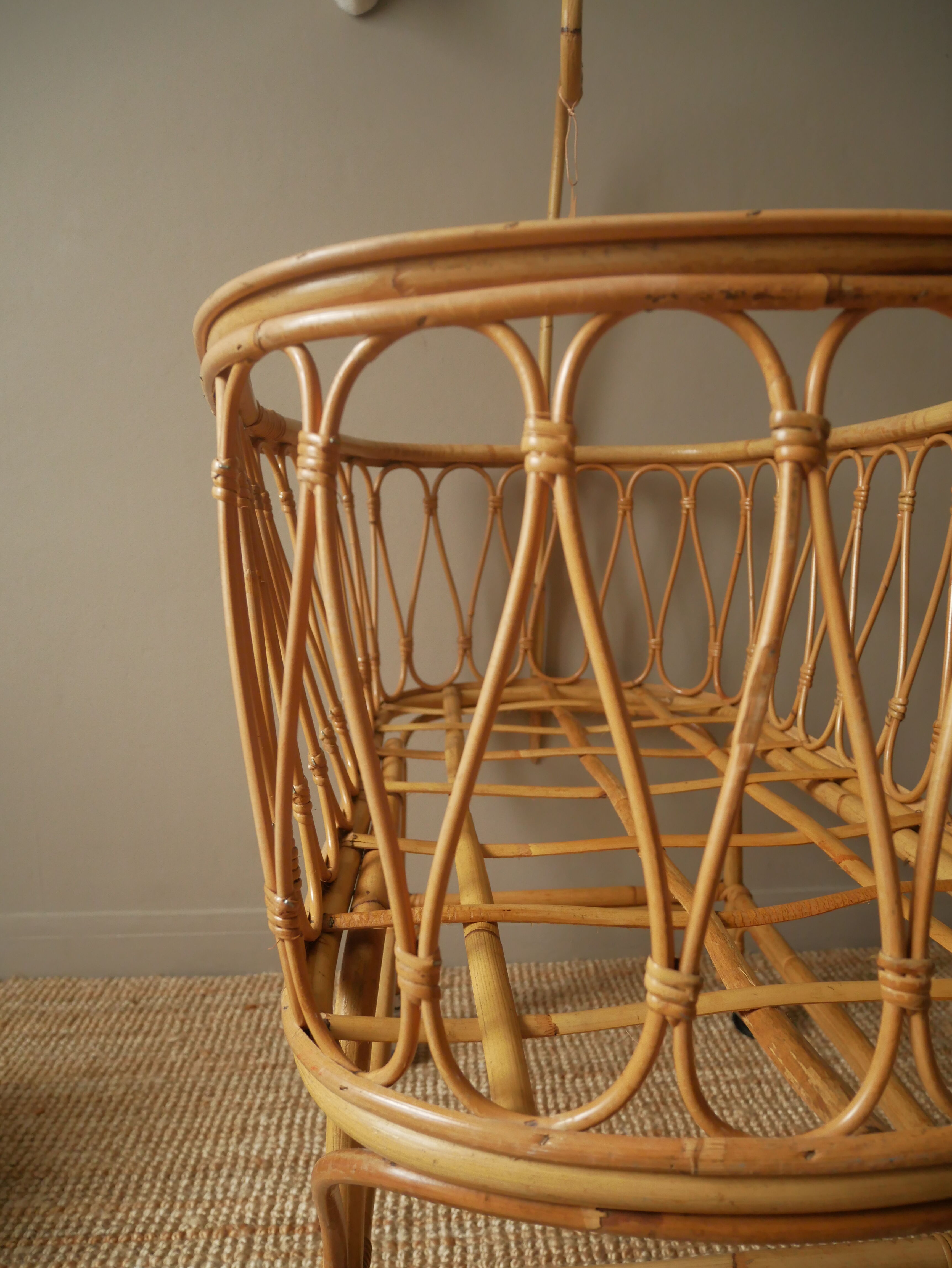 Vintage rattan crib Scandinavian decoration