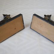 Serre livres chien en régule et marbre vintage