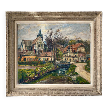 Paysage de village par Gaston Laborde (1892-1965)