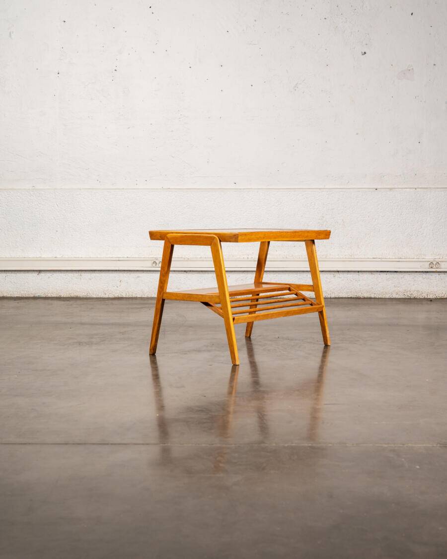 Glass and wood side table