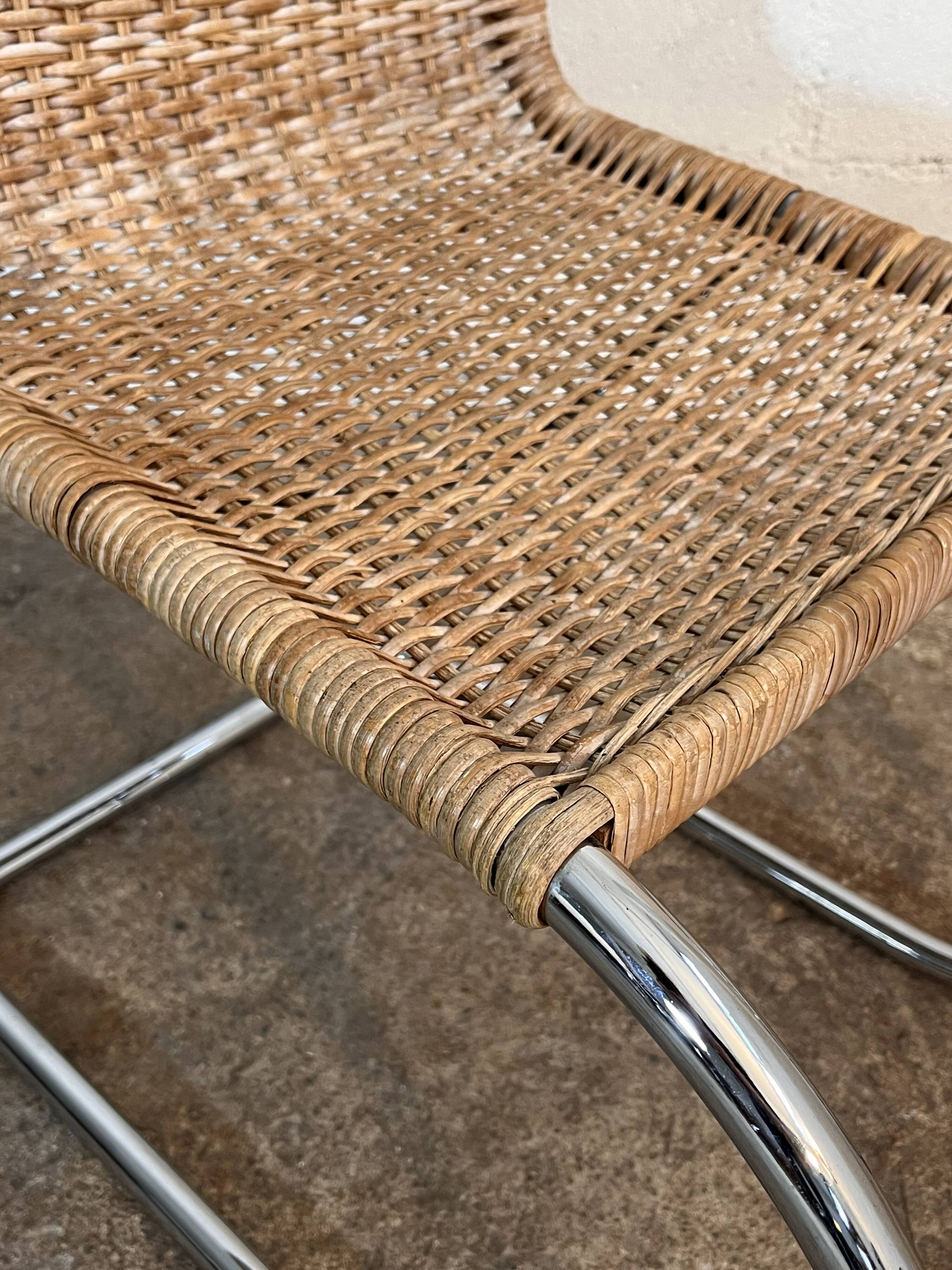 Set of 4 mr10 rattan chairs by mies van der rohe