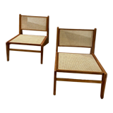 Pair of teak and canning armchairs
