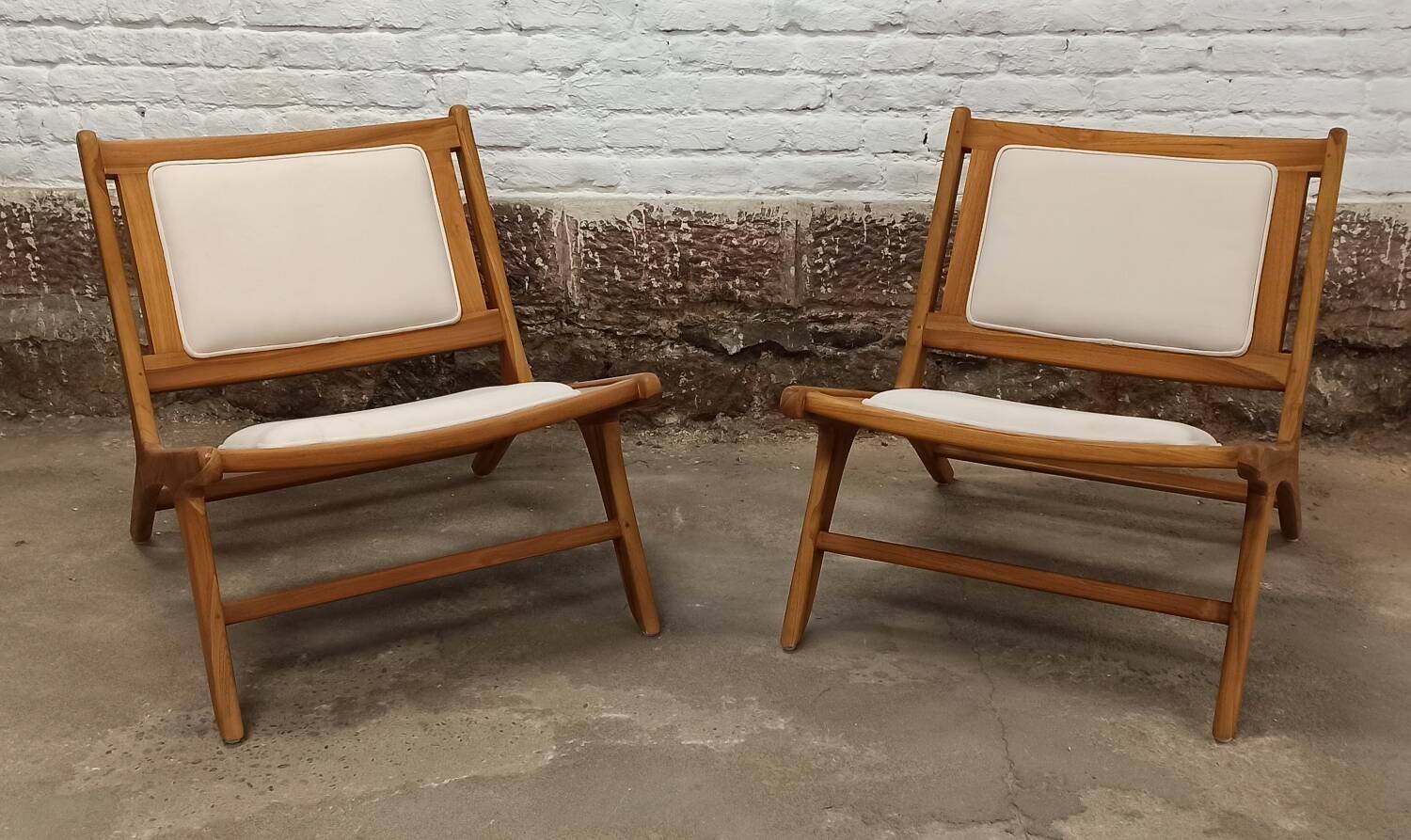 Pair of low wooden chairs