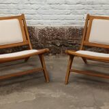 Pair of low wooden chairs