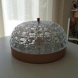 Art Deco ceiling lamp in structured glass 50s