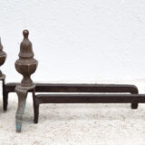 Vintage fireplace channels, cast-cast and bronze chenets