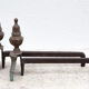 Vintage fireplace channels, cast-cast and bronze chenets