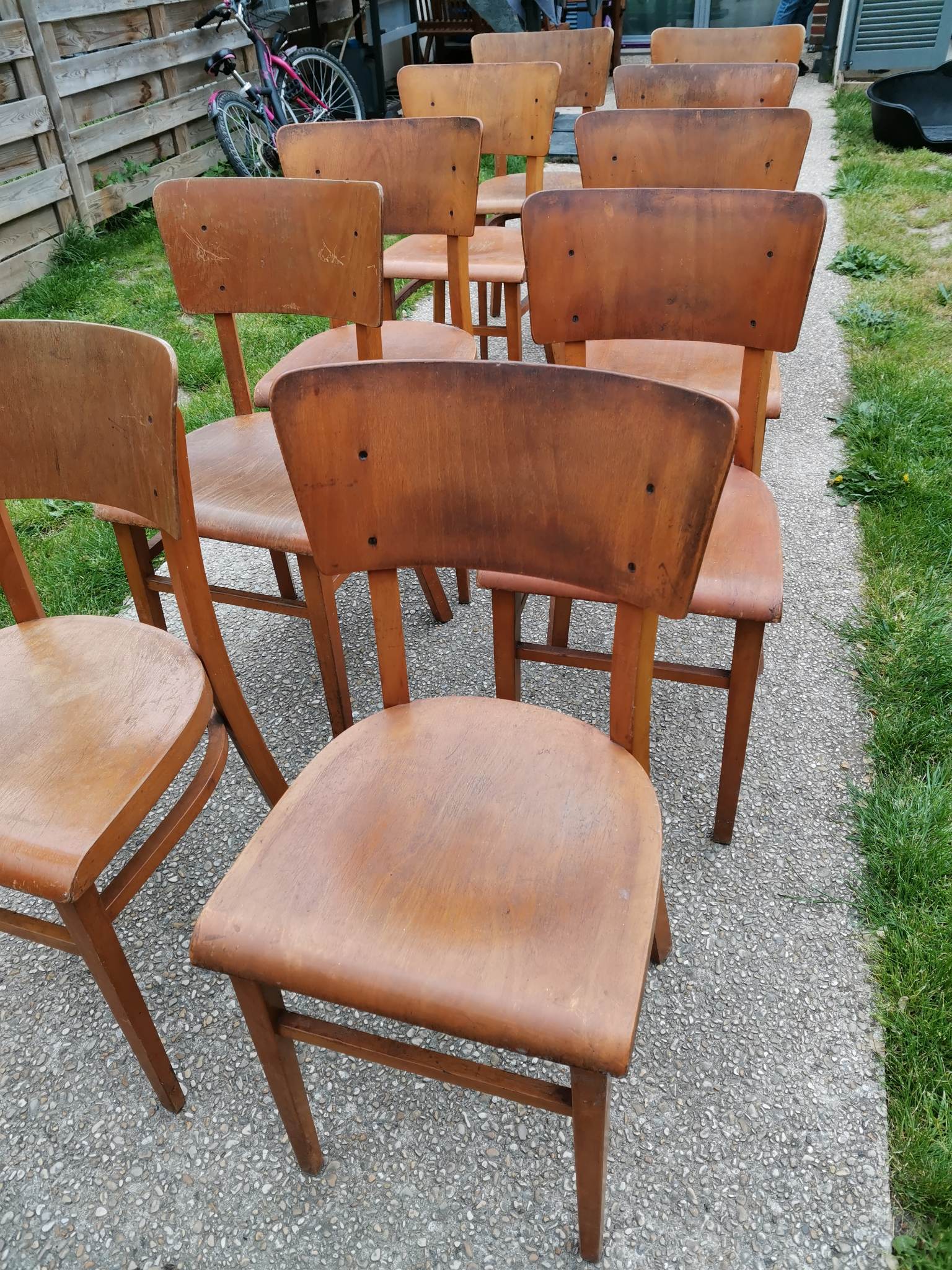 Set of 10 Thonet bistro chairs