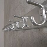 225cm Aluminum Wall Coat Rack with 16 Double Hooks, 1960s
