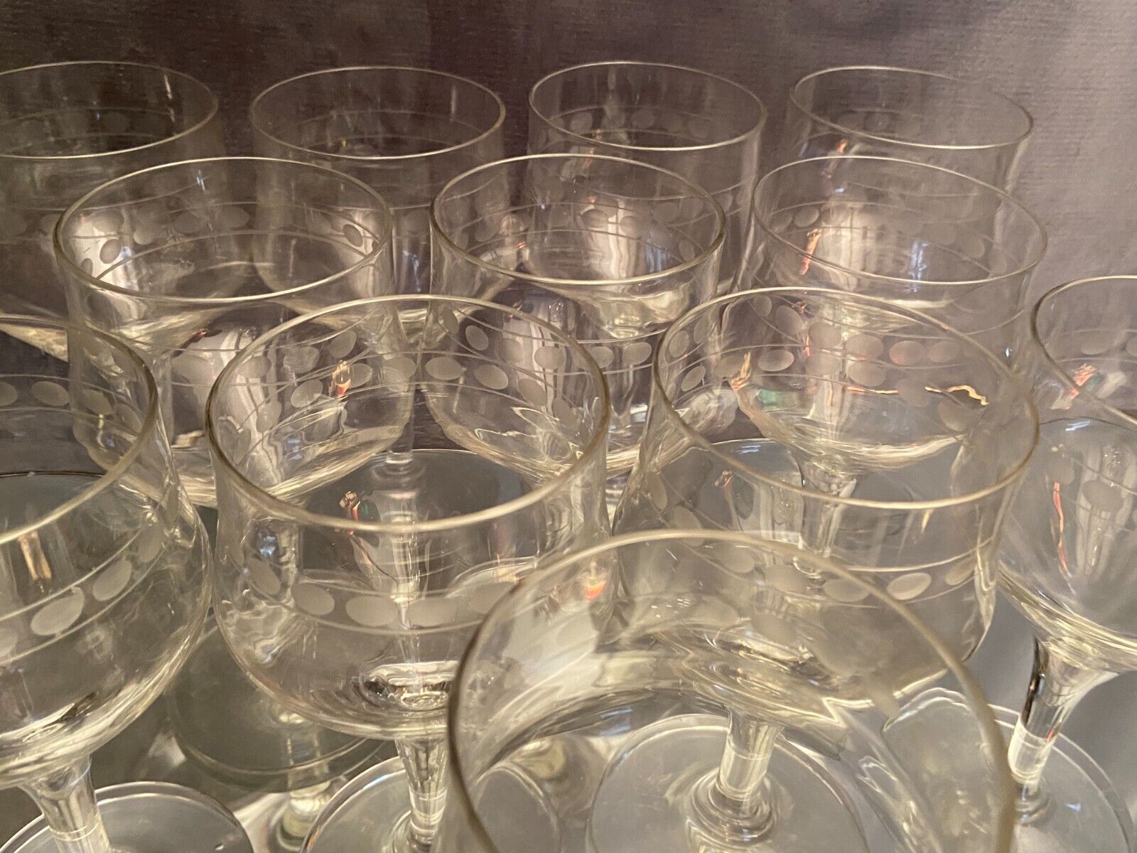 Suite of 12 glasses with feet in cut glass mid-twentieth century