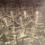 Suite of 12 glasses with feet in cut glass mid-twentieth century