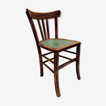 Chaise bistrot vernie avec assise verte