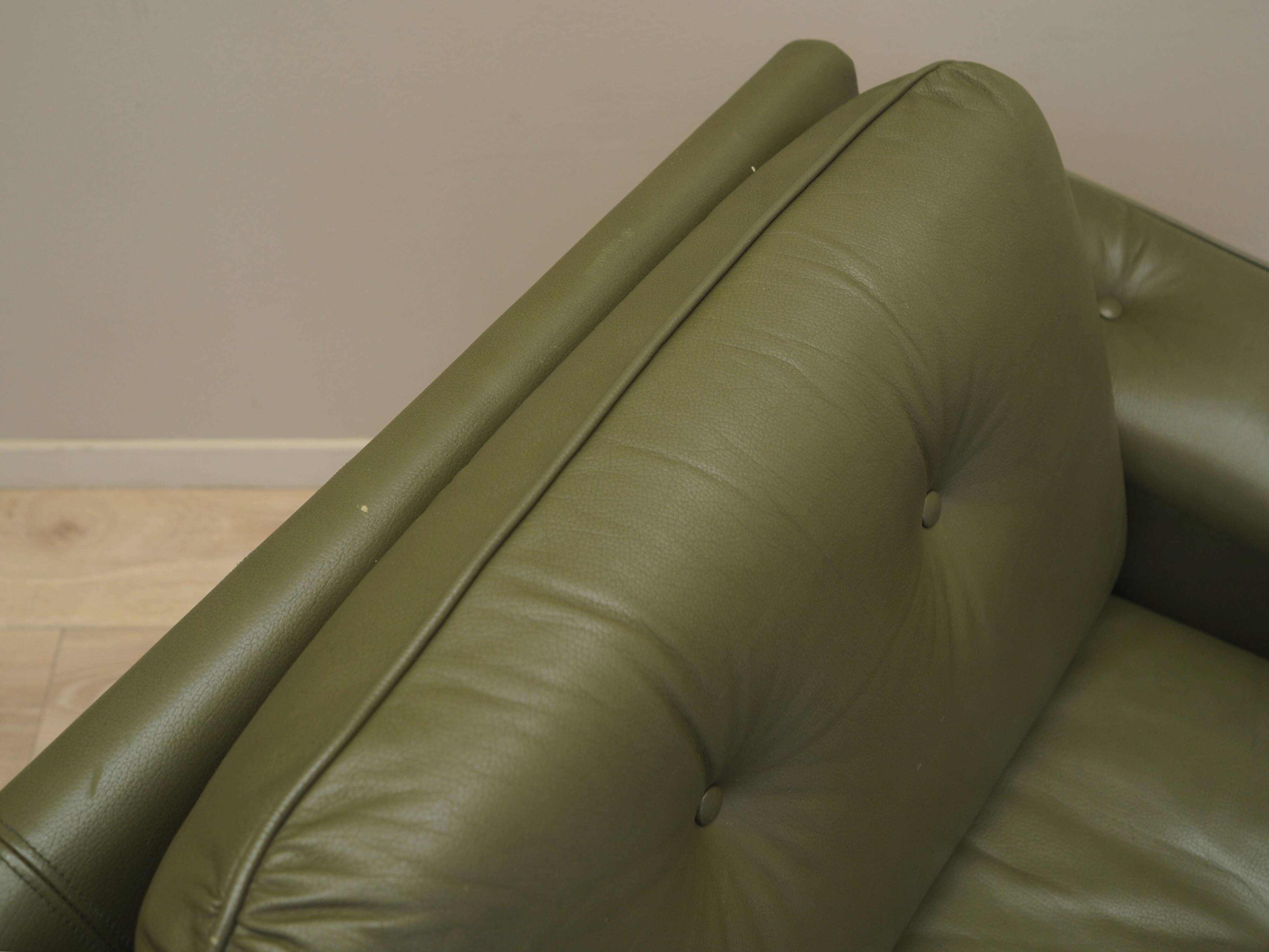 Canapé danois en cuir vert, années 1970