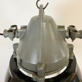 Dark grey explosion proof lamp with black enameled shade, 1970s