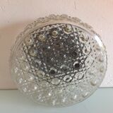 Round ceiling lamp in bubbled glass vintage 60s 70s