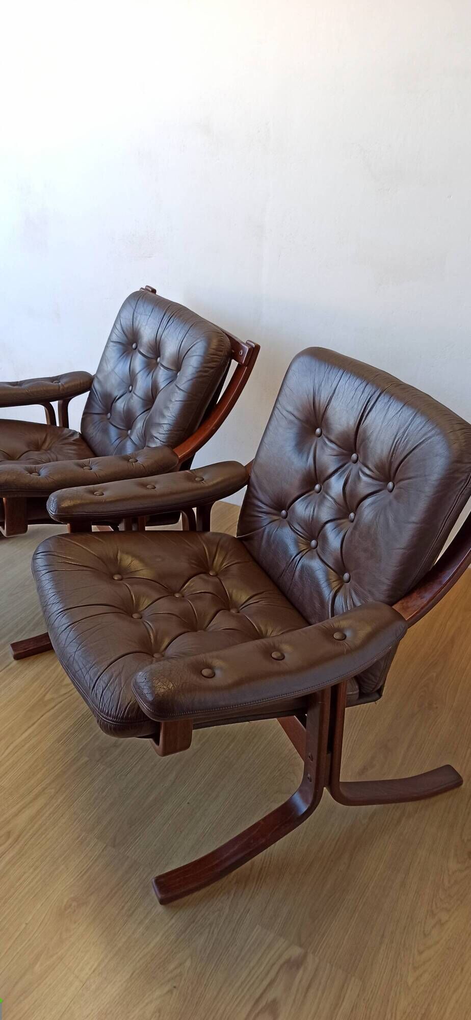 Norwegian Easy Chairs in Leather by Jon Hjortdal, Velledalen. Set of 2.