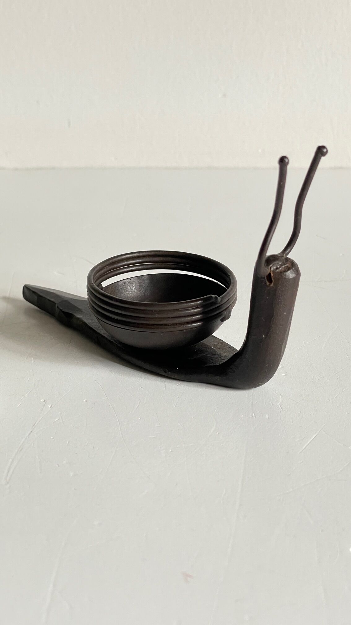 Brutalist escargot vintage candle holder