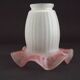 Set of 3 White Opaque Glass Shades With Ribbed Detail Pink Frilled Edge
