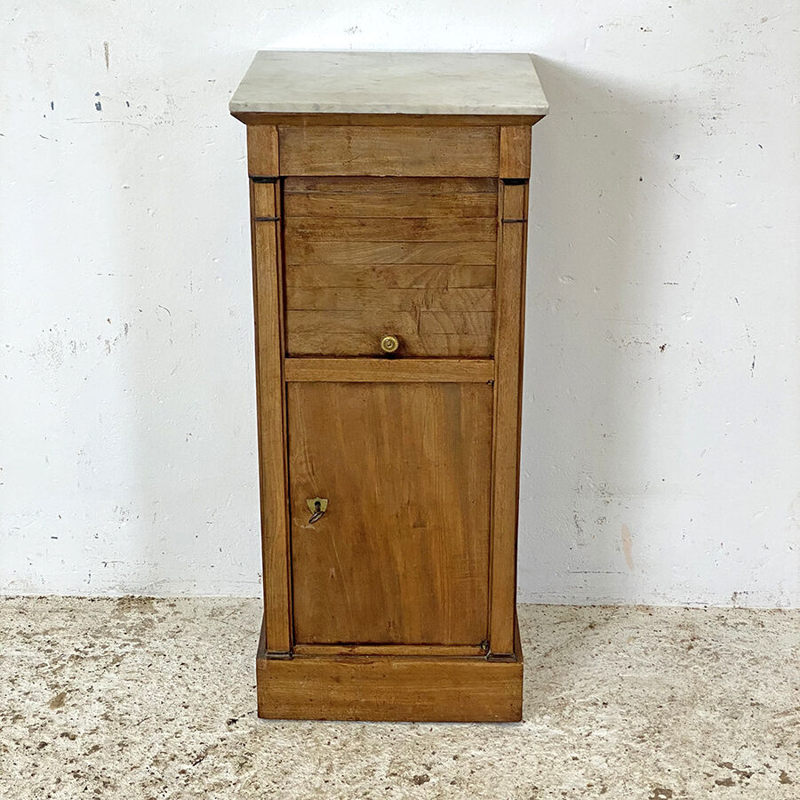 Bedside table 1940 sliding shutter and white marble