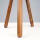 French hand crafted brutalist rustic low tripod stool in solid wood