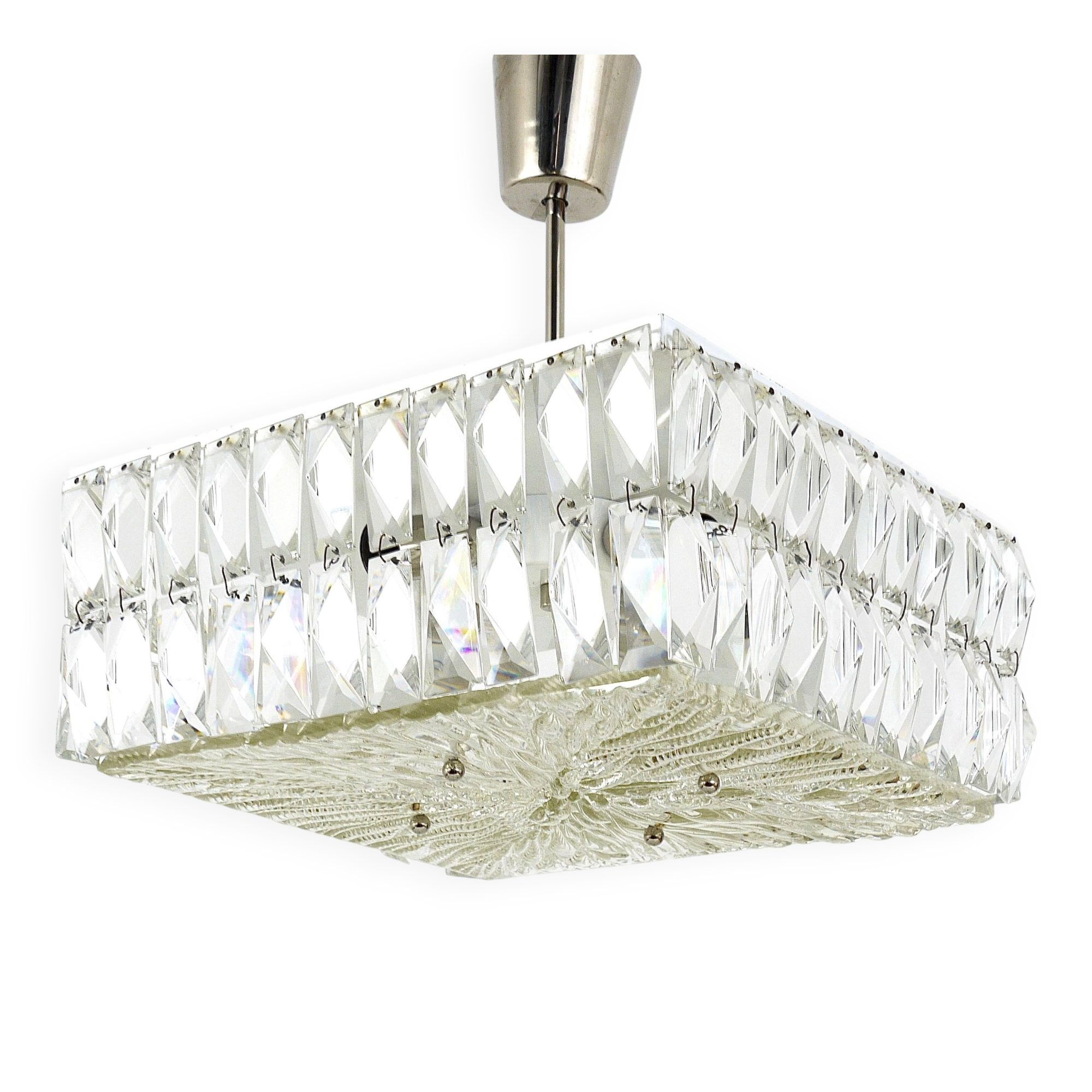 Bakalowits Vienna Faceted Crystal Chandelier Mid-Century, Austria, 1960s