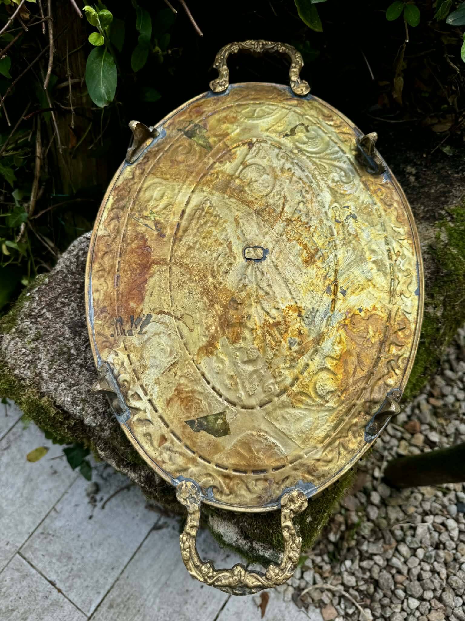 Large brass tray in Louis XV baroque style