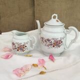 Teapot and its vintage porcelain milk jar
