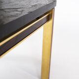 Coffee table with slate plate, frame of gilded metal and rosewood by Bendixen Design from the 1970s.