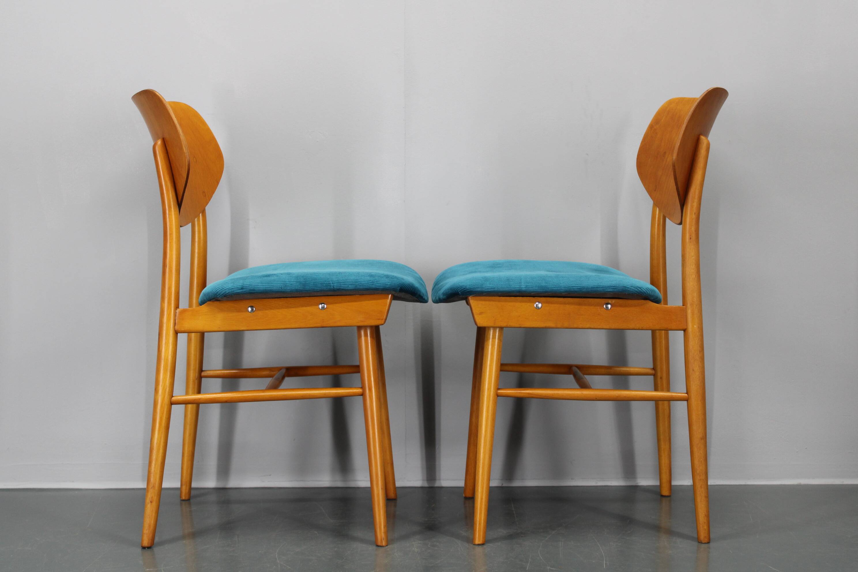 1970s Set of Four Beech Dining Chairs by TON, Czechoslovakia