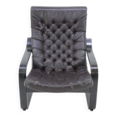 Fauteuil ou chaise longue en cuir finlandais des années 1970.