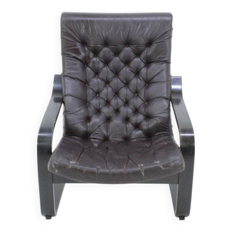 Finnish Mid-Century Leather Lounge or Armchair, 1970s