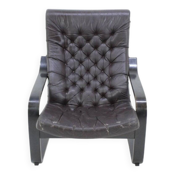Fauteuil ou chaise longue en cuir finlandais des années 1970.