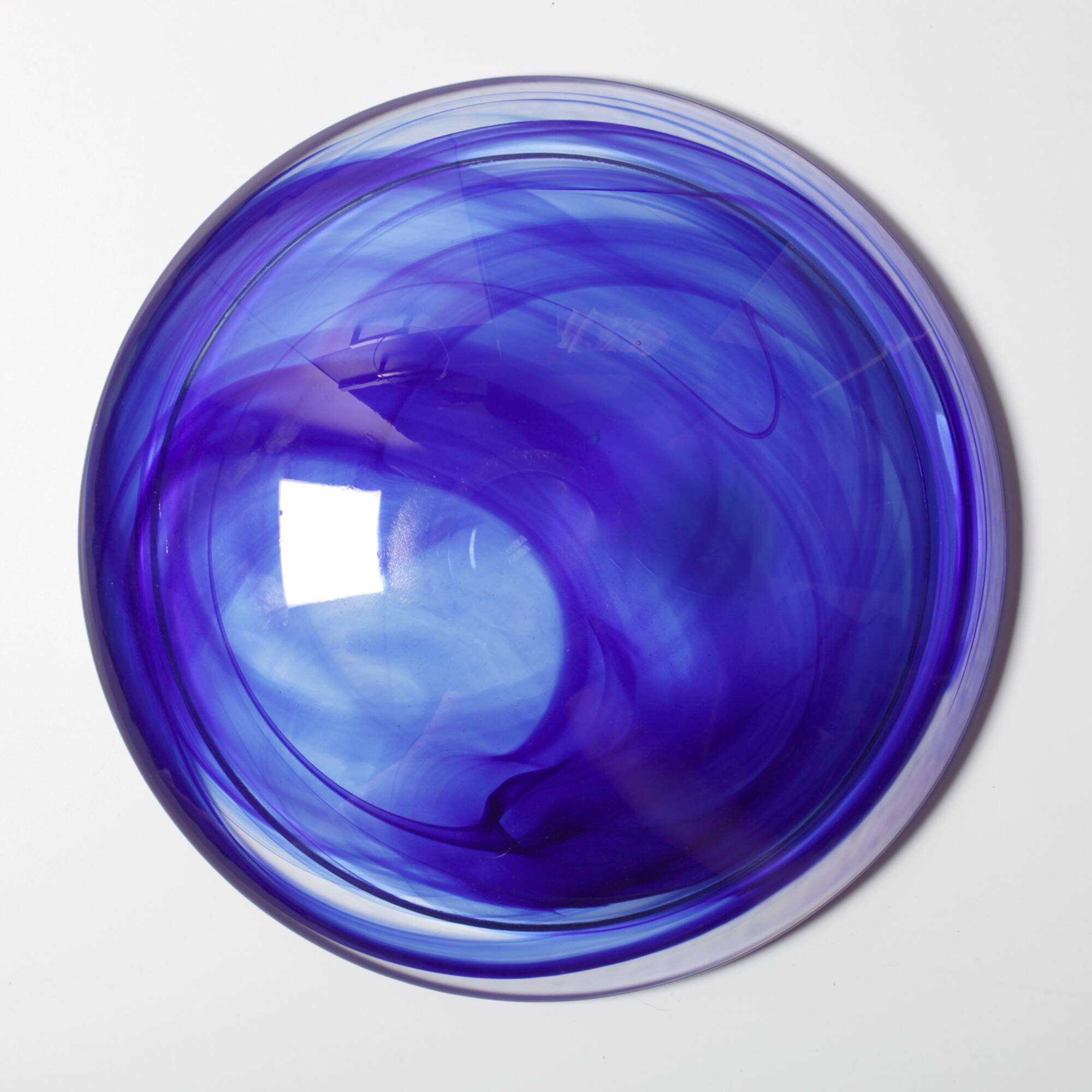 Large Blue Glass Bowl Atoll by Anna Ehrner for Kosta Boda / Sweden / 1990