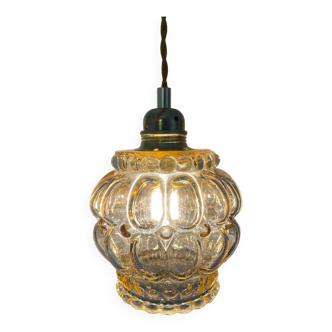 Walking lamp (or pendant light) with vintage amber glass globe