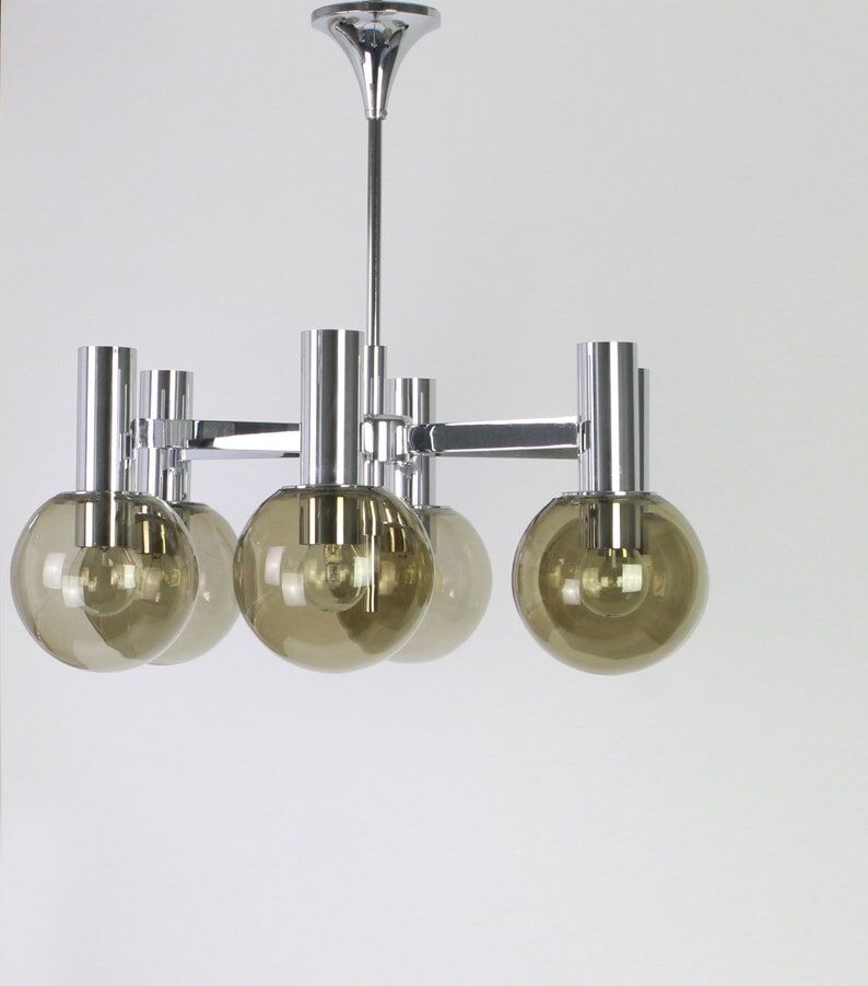 Six-light brass chandelier Italy 1960s