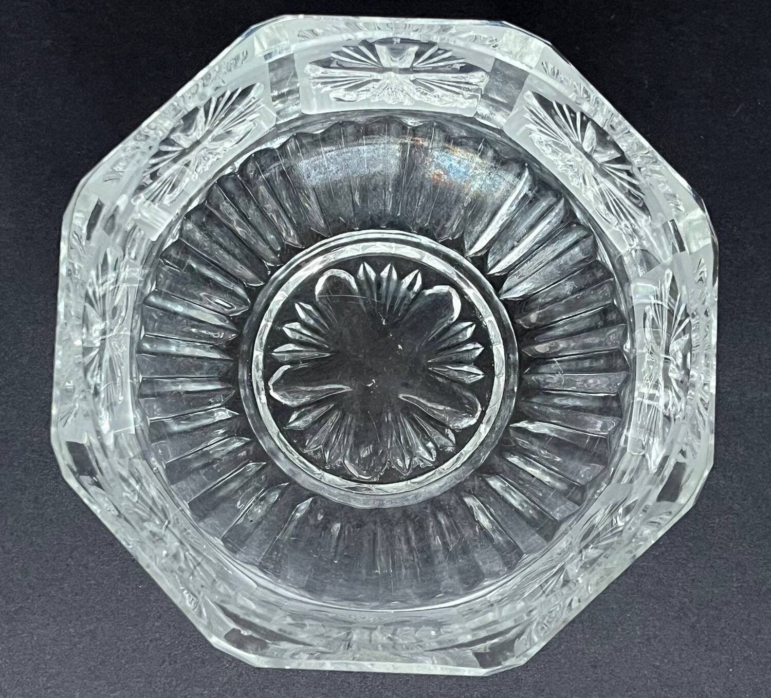 Octagonal cut crystal bowl