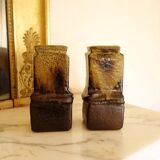Pair of brutalist ceramic candle holders