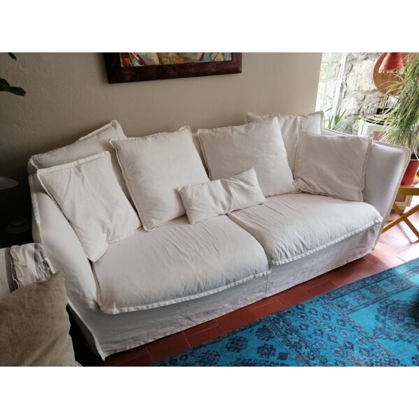Sofa 3p crumpled linen Ivory removable PAROS | Selency