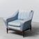 Poltrona in tessuto blu legno anni ’60 vintage modernariato