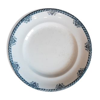 Plat à tarte, compotier en faïence ancienne à décor anthique